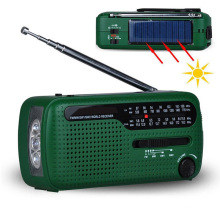 AM FM SW1 SW2 WB emergency Solar Battery Operated Portable Pocket Radio, 1200mah phone charger flashlight for survival